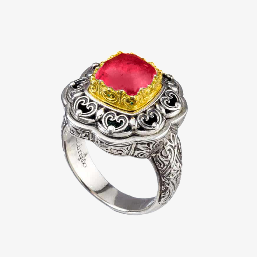 Χειροποίητο Δαχτυλίδι Σκαλιστό με Ρουμπίνι Χειροποίητο Δαχτυλίδι Σκαλιστό με Ρουμπίνι