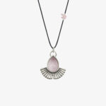 Boho Ασημένιο Μενταγιόν με Rose Quartz