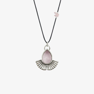 Boho Ασημένιο Μενταγιόν με Rose Quartz