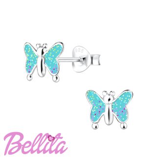 Bellita Ασημένια 925 Σκουλαρίκια Γαλάζιες Πεταλούδες