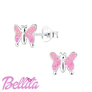 Bellita Ασημένια 925 Σκουλαρίκια ροζ Πεταλούδες