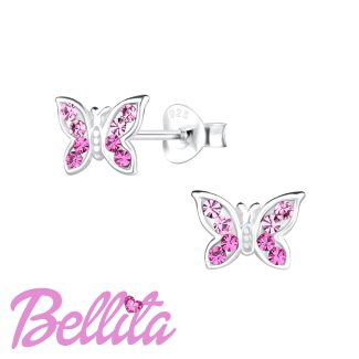 Bellita Παιδικά Σκουλαρίκια Πεταλούδες με Ροζ Πέτρες