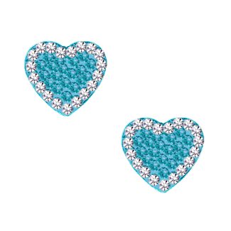 Ασημένια 925 Σκουλαρίκια Γαλάζιες Καρδιές