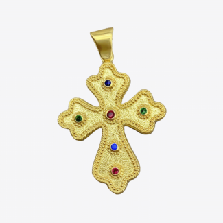 Χρυσός 14Κ ή 18Κ Βυζαντινός Σταυρός Χειροποίητος με Πέτρες