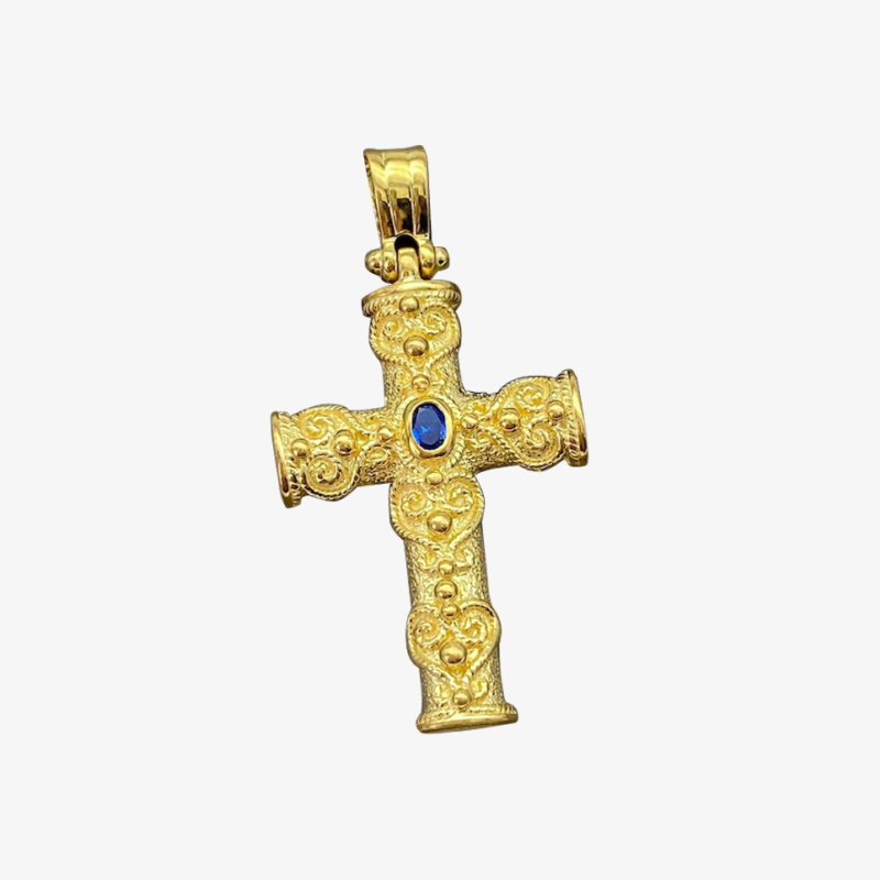 Χρυσός 14Κ ή 18Κ Βυζαντινός Σταυρός Σκαλιστός