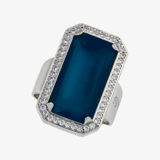 Ασημένιο Εντυπωσιακό Δαχτυλίδι με Μπλε Πέτρα