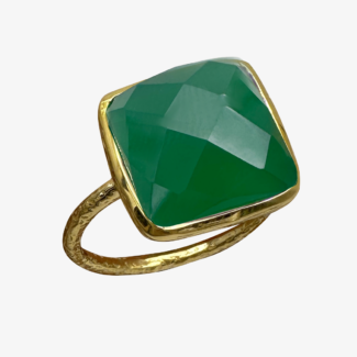 Ασημένιο 925 Δαχτυλίδι με Πράσινο Αχάτη