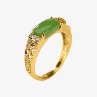 Ασημένιο 925 Επιχρυσωμένο Δαχτυλίδι με Πράσινη Πέτρα