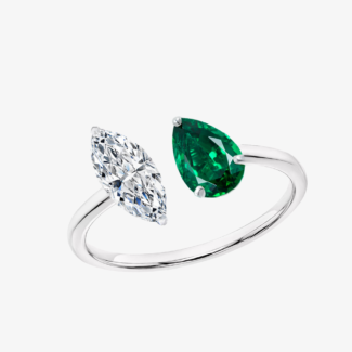 Ασημένιο 925 Δίπετρο Δαχτυλίδι Πράσινο