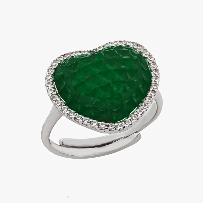 Γυναικείο Εντυπωσιακό Δαχτυλίδι Καρδιά Πράσινη