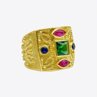Βυζαντινό Χρυσό 14Κ ή 18Κ Δαχτυλίδι με Ορυκτές Unisex