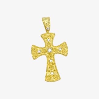 Βυζαντινός Χρυσός 14Κ ή 18Κ Σταυρός με Ζιργκόν