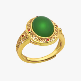 Δαχτυλίδι Σκαλιστό με Πράσινη Πέτρα Ζααντ