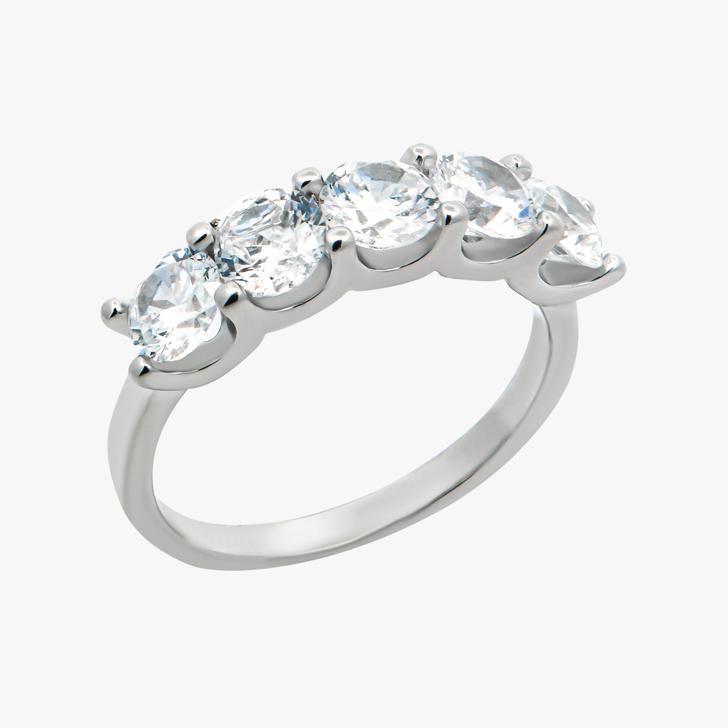 Classic 5 Stone Silver 925 Ring Σειρέ Δαχτυλίδι με Ζιργκόν Ασήμι 925