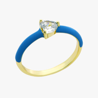 Διακριτικό Δαχτυλίδι Καρδιά με Μπλε Σμάλτο