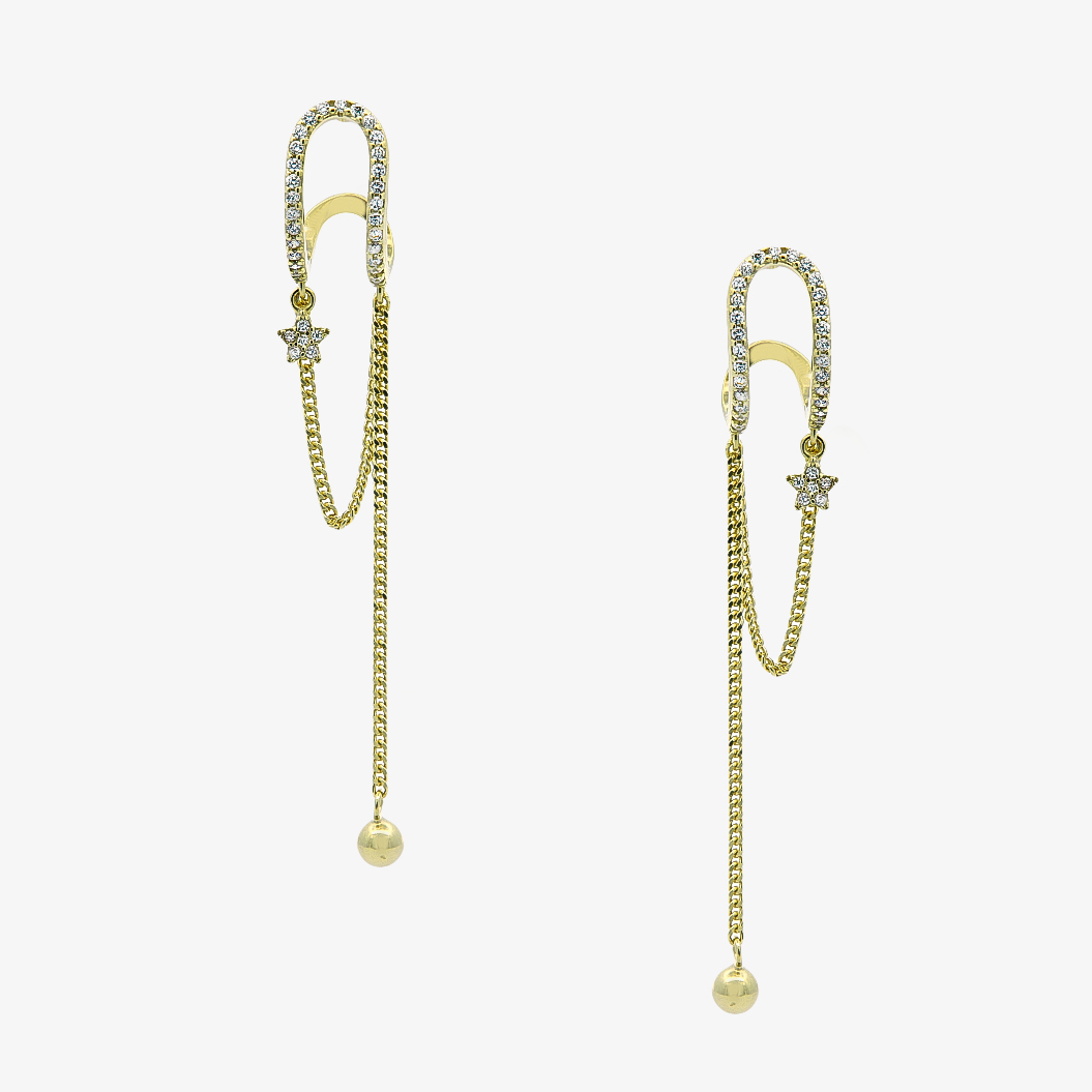 Επιχρυσωμένα Κρικάκια με Κρεμαστή Αλυσίδα και Αστέρι