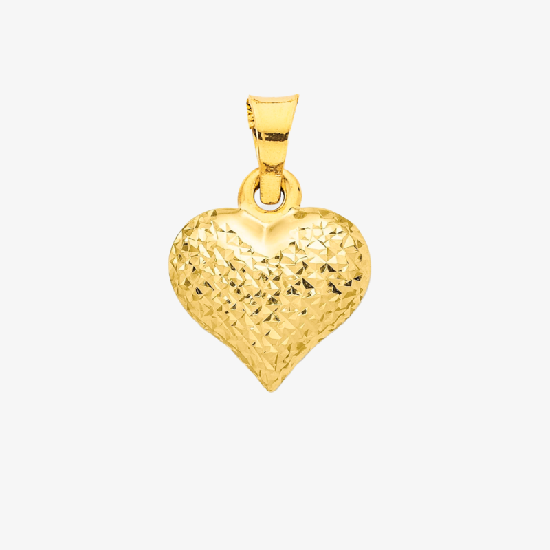 Χρυσό 9Κ Διαμανταρισμένο Μενταγιόν Καρδιά Μικρό