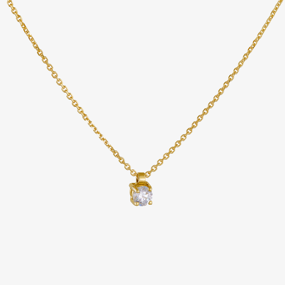 Χρυσό 14Κ Διακριτικό Κολιέ με Μονόπετρο Ζιργκόν Χρυσό 14Κ Διακριτικό Κολιέ με Μονόπετρο Ζιργκόν