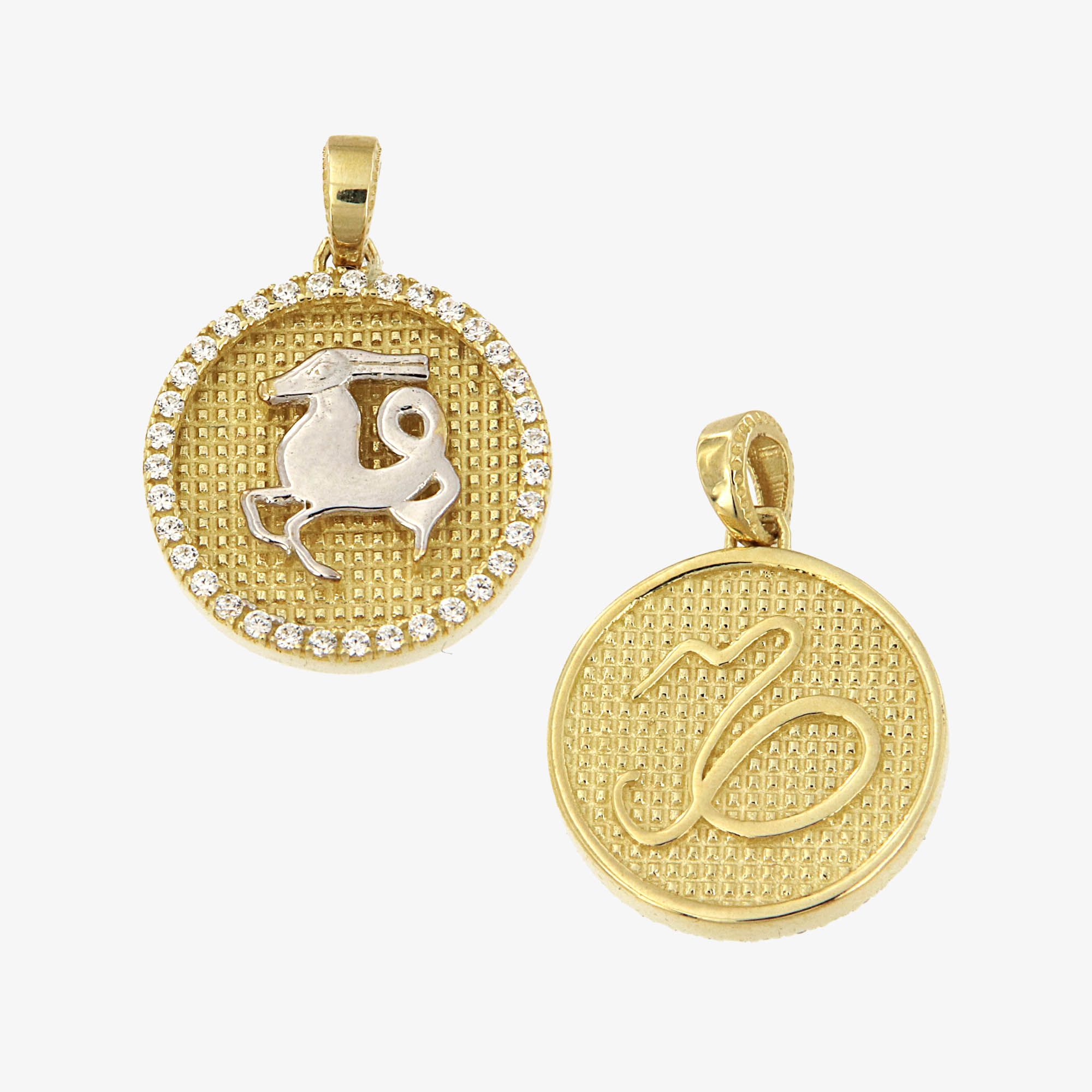 Χρυσό 9Κ Μενταγιόν Ζώδιο Αιγόκερως Διπλής Όψης Ζ22