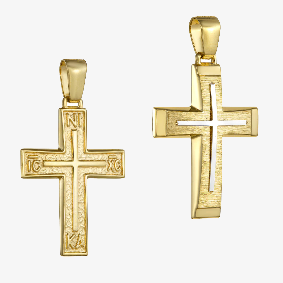 Κ14 Χρυσός Σταυρός Ανδρικός Δίχρωμος Διπλής Όψης 683