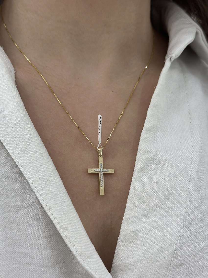 Κ14 Σταυρός με Αλυσίδα Γυναικείος Διπλής Όψης 1855