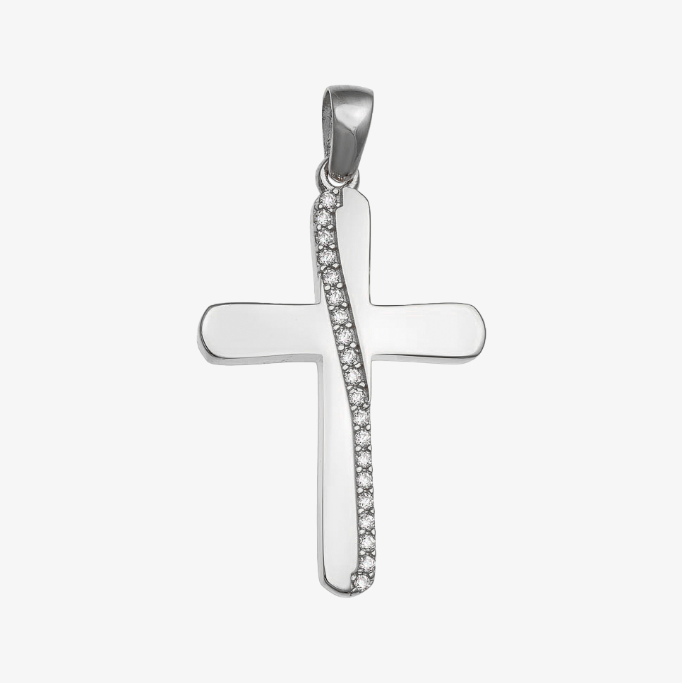 Κ14 Λευκόχρυσος Σταυρός Βαπτιστικός Γυναικείος Στρογγυλεμένος Κ14 Λευκόχρυσος Σταυρός Βαπτιστικός Γυναικείος Στρογγυλεμένος