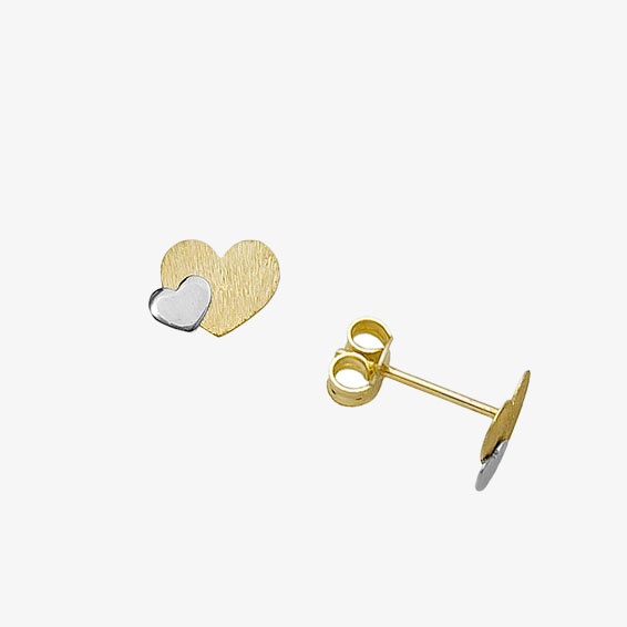 Χρυσά 14Κ Παιδικά Σκουλαρίκια Καρδιές Δίχρωμες Καρφωτά Χρυσά 14Κ Παιδικά Σκουλαρίκια Καρδιές Δίχρωμες Καρφωτά