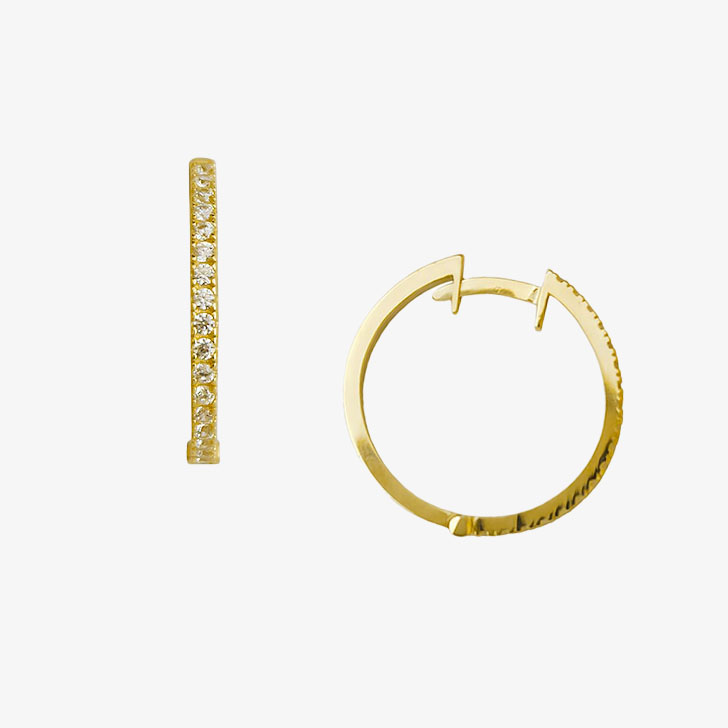 Χρυσά 14Κ Γυναικεία Κρικάκια Διακριτικά με Ζιργκόν