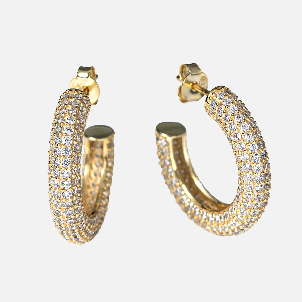 Ζιργκονάτοι Κρίκοι Εντυπωσιακοί από Ασήμι 925 Επιχρυσωμένο