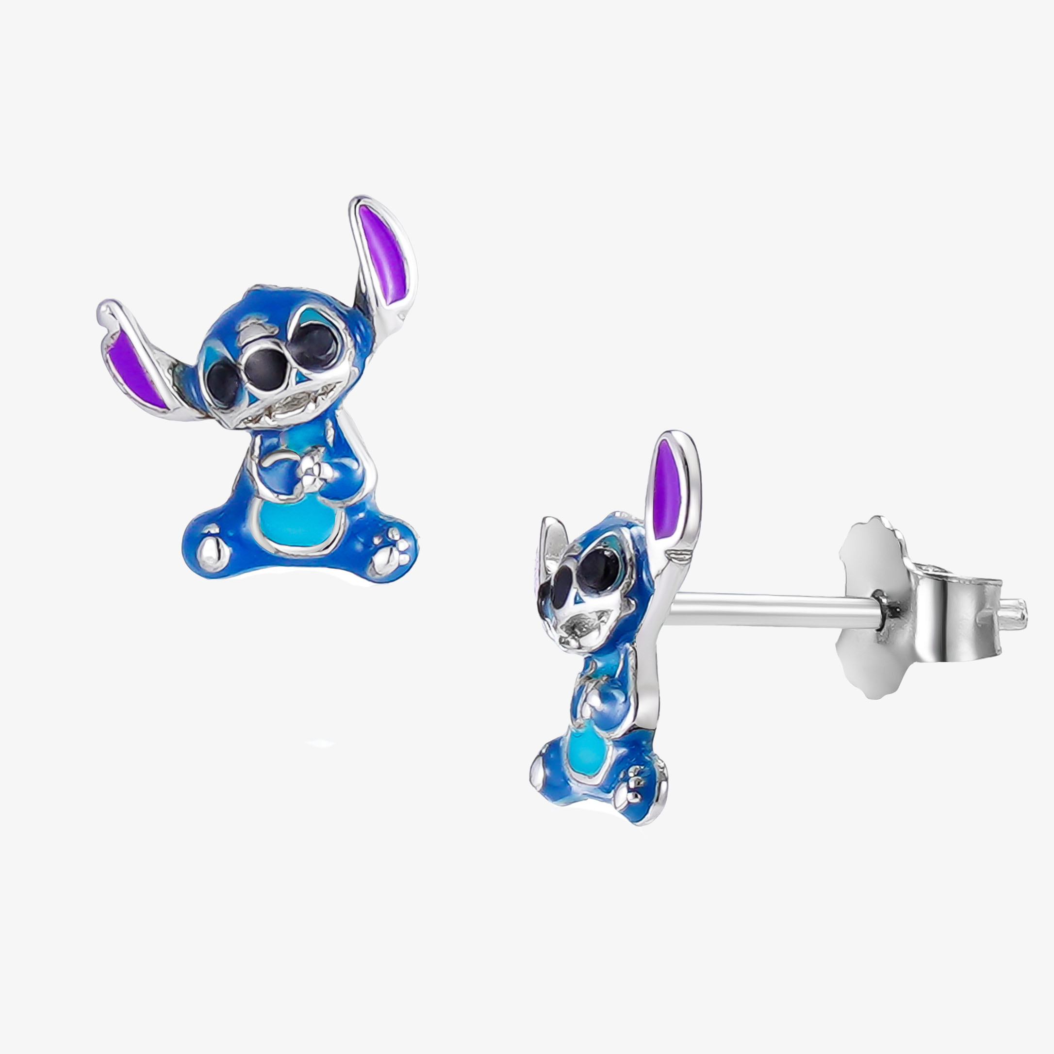 Stitch Ασημένια 925 Καρφωτά Σκουλαρίκια Lilo & Stitch