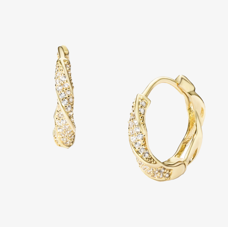 Ασημένια 925 Κρικάκια Διπλής Όψης Στριφτά Επιχρυσωμένα