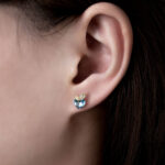 Διακριτικά Σκουλαρίκια Γαλάζιες Καρδιές από Ασήμι 925 Επιχρυσωμένο