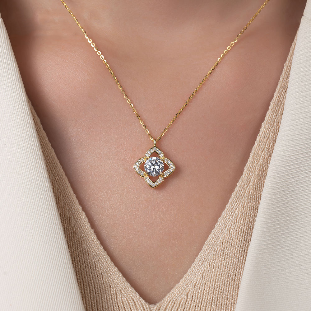 Ασημένιο 925 Επιχρυσωμένο Κολιέ με Πέτρα Ζιργκόν Ασημένιο 925 Επιχρυσωμένο Κολιέ με Πέτρα Ζιργκόν