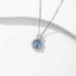 Κολιέ Ροζέτα με Γαλάζια Πέτρα Ice Cut από Ασήμι 925
