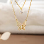 Διπλό Κολιέ Ασήμι Επιχρυσωμένο με Πεταλουδίτσα