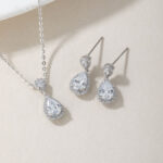 Ασημένιο 925 Σετ Κολιέ-Σκουλαρίκια Δάκρυα