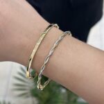 14Κ Χρυσή Δίχρωμη Χειροπέδα Βραχιόλι