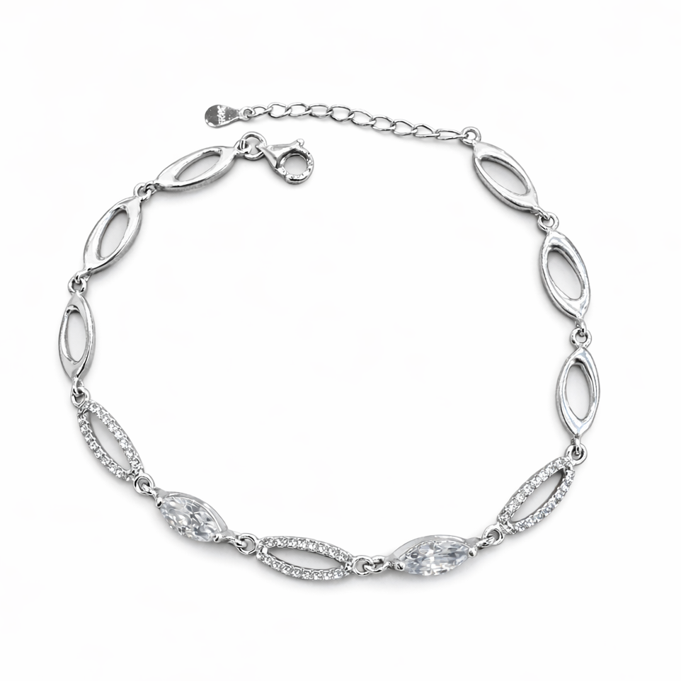 Γυναικείο Ασημένιο 925 Βραχιόλι Αλυσίδα με Πέτρες Γυναικείο Ασημένιο 925 Βραχιόλι Αλυσίδα με Πέτρες