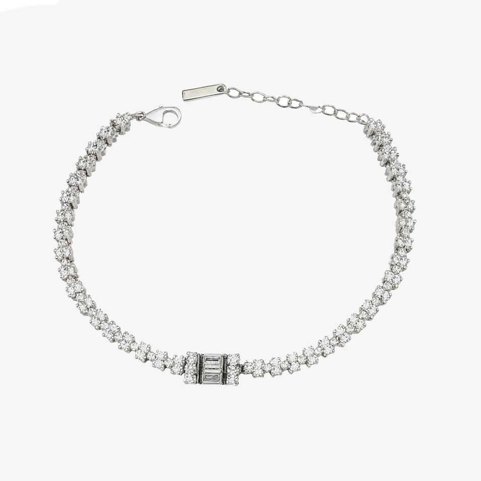 Ασημένια 925 Ριβιέρα Βραχιόλι με Κεντρικό Σχέδιο Ασημένια 925 Ριβιέρα Βραχιόλι με Κεντρικό Σχέδιο