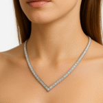 Ασημένιο 925 Κολιέ Ριβιέρα V με Πέτρες Ζιργκόν