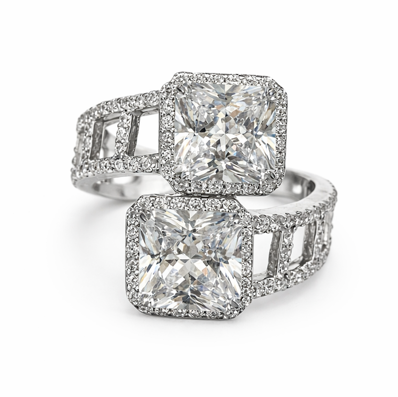 Γυναικείο Δαχτυλίδι Ασημένιο 925 με Τετράγωνες Πέτρες Γυναικείο Δαχτυλίδι Ασημένιο 925 με Τετράγωνες Πέτρες