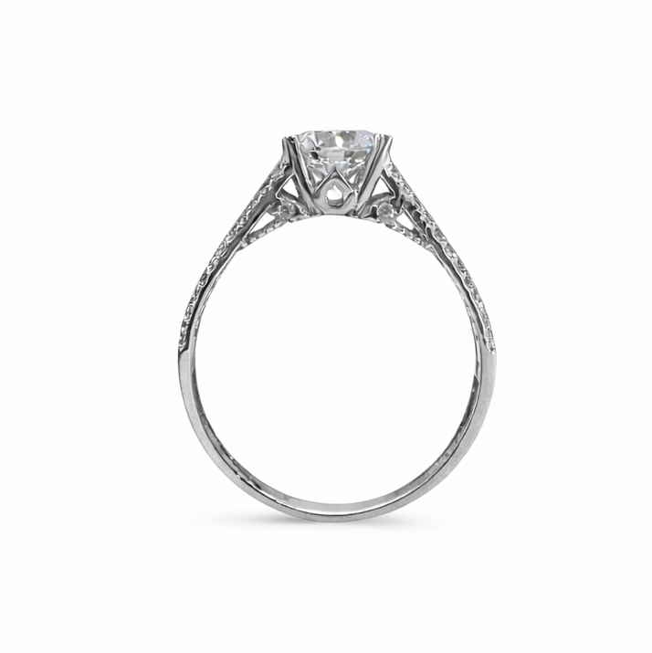 Μονόπετρο Δαχτυλίδι K14 με Στολισμένη Κορώνα