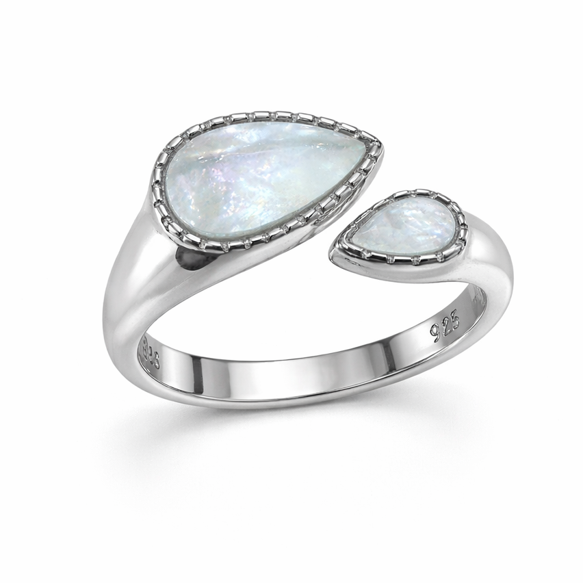 Γυναικείο Ανοιχτό Δαχτυλίδι με Φίλντισι Δάκρυα Ασήμι 925