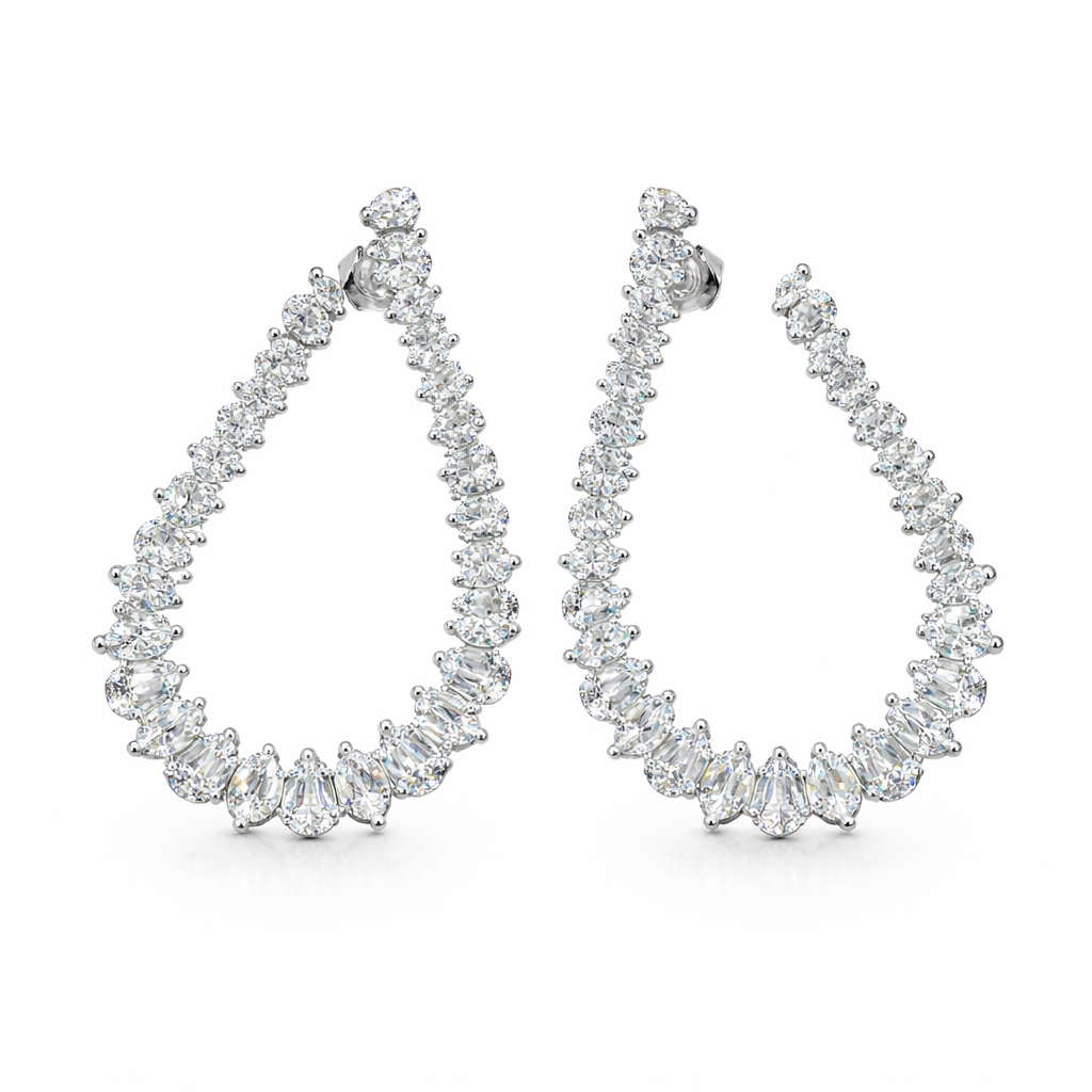 Ασημένια 925 Εντυπωσιακά Σκουλαρίκια Ζιργκόν