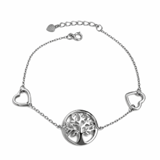 Βραχιόλι Ασήμι 925 με Δέντρο Ζωής και Καρδιές