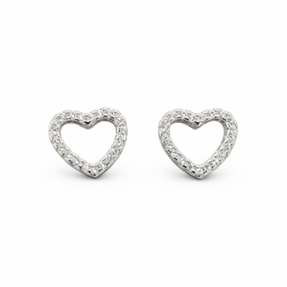 Ασημένια 925 Καρφωτά Σκουλαρίκια Καρδούλες με Ζιργκόν