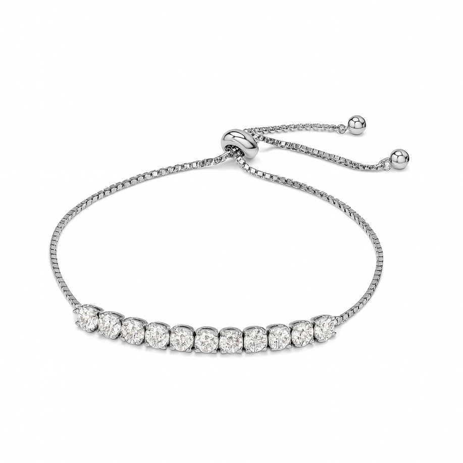 Βραχιόλι Αυξομειούμενο Μισή Ριβιέρα Ασήμι 925