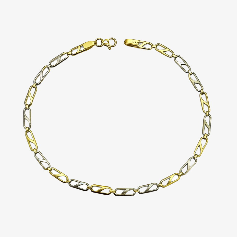 Χρυσό 9Κ Βραχιόλι Αλυσίδα Δίχρωμο Unisex