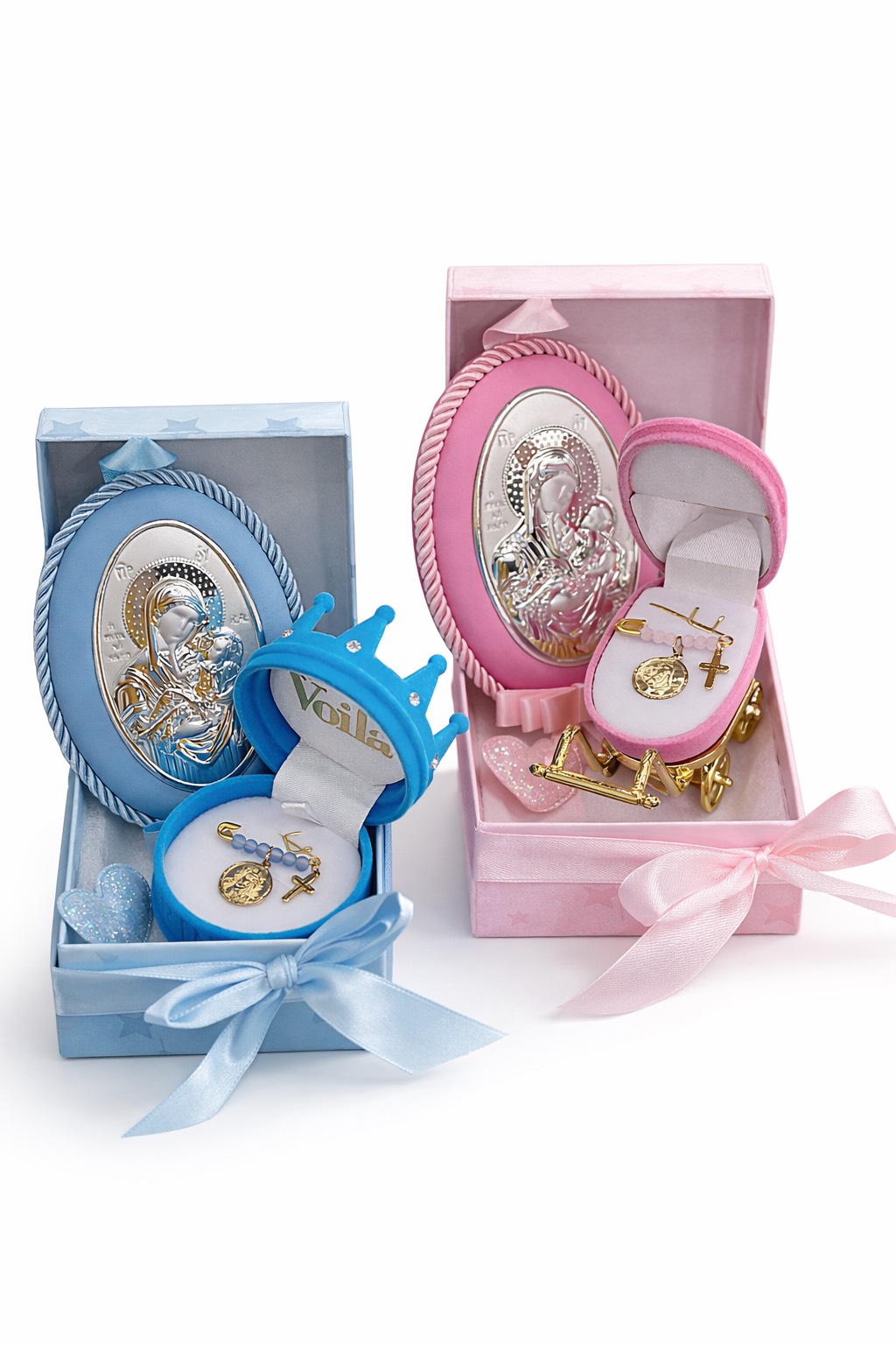 9B1F1F86-EB2A-4B92-AAD0-138A47DD1F34 Σετ Δώρου Νεογέννητου με Χρυσό Φυλαχτό & Ασημένια Εικόνα