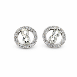 Ασημένια 925 Καρφωτά Σκουλαρίκια Στρογγυλά με Άπειρο